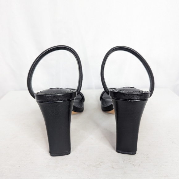 STEVEN Steve Madden Jersey Naked Black Leather Block Heel Sandals - Size 8 - Picture 7 of 8